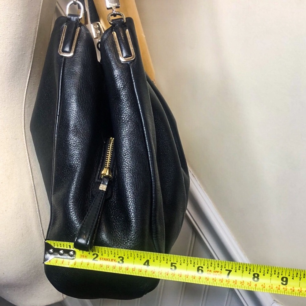 COACH Madison Phoebe Black Tumbled Leather Shoulder Bag Navy Lined 3-Sections - Picture 17 of 17
